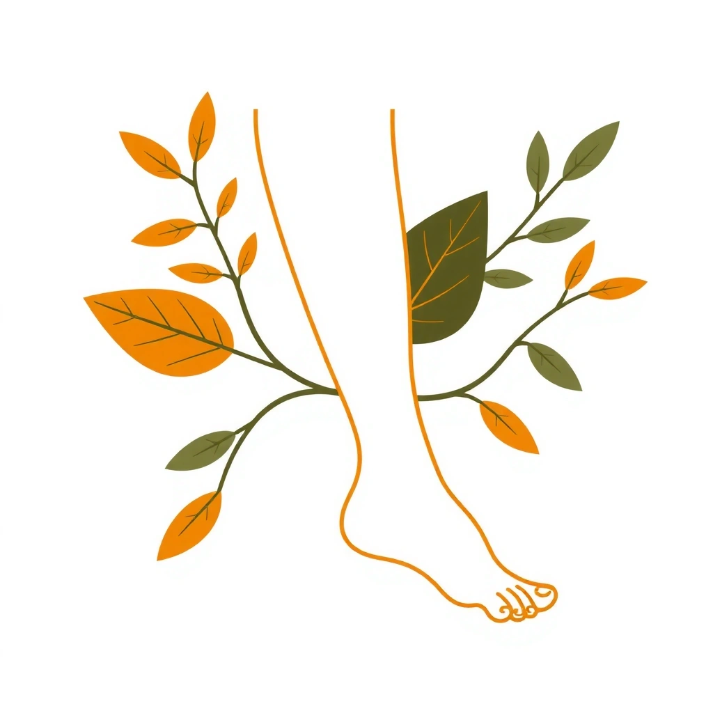 Abstrakcyjna forma nogi i liści symbolizująca naturalne wsparcie